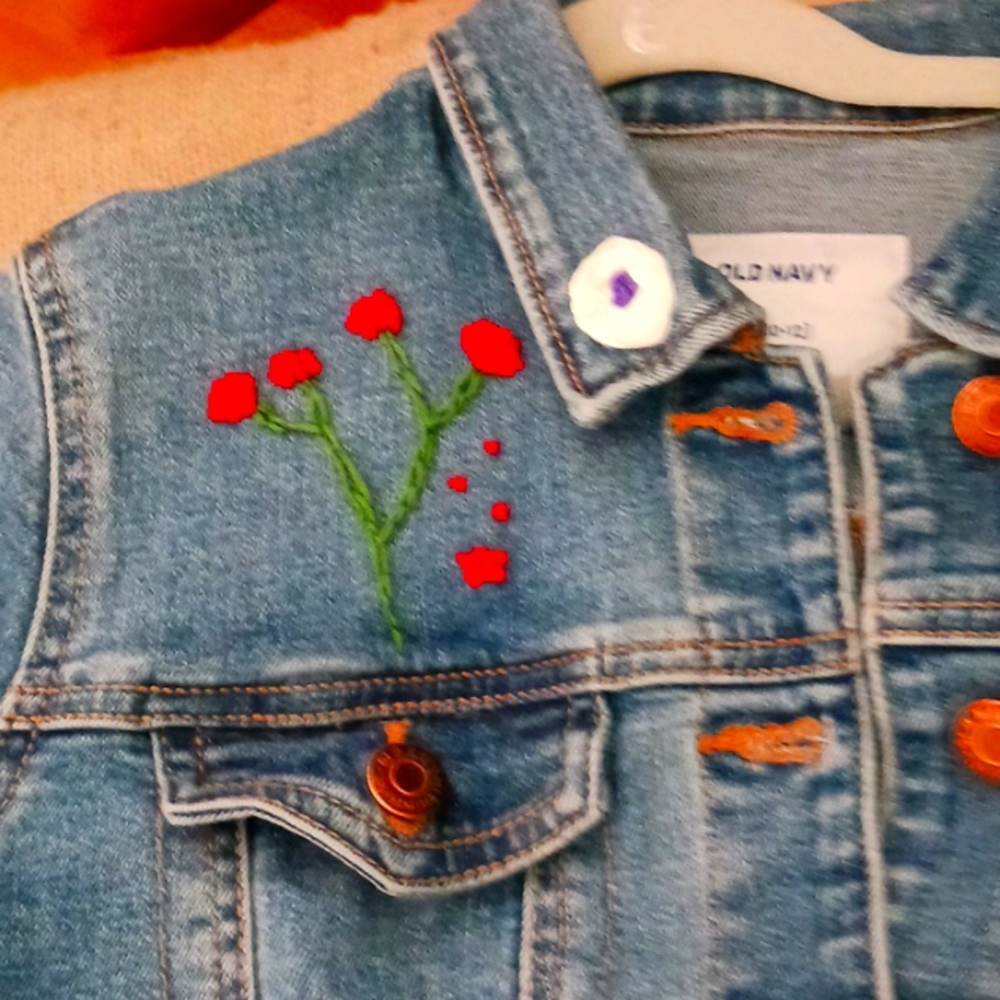 Jean jacket hand embroidered